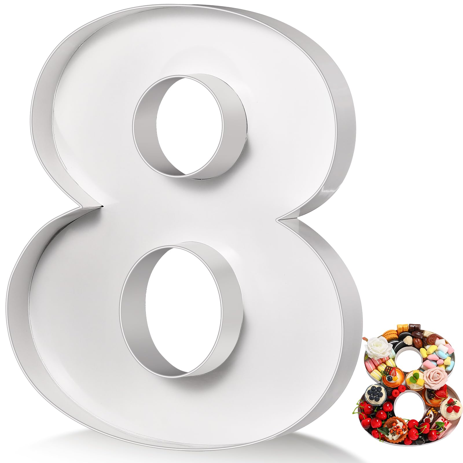 Mifoci 13.7" Cardboard Number for Charcuterie Photo Booth Props Birthday Party Anniversary Fillable Paper Mache Cupcake Chocolate Candy(Number 8,White