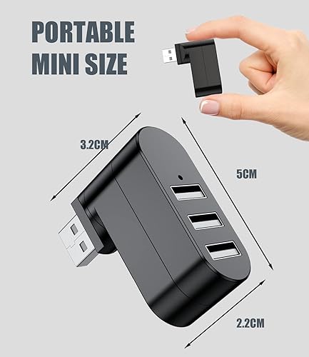 Miniatura 4 de BERLAT - Divisor de puerto USB 3 puertos USB 20 giratorio de 90180 para laptop Xbox Wii PS3 PC MAC Mac Book tablet pestañas consola impresora cámara