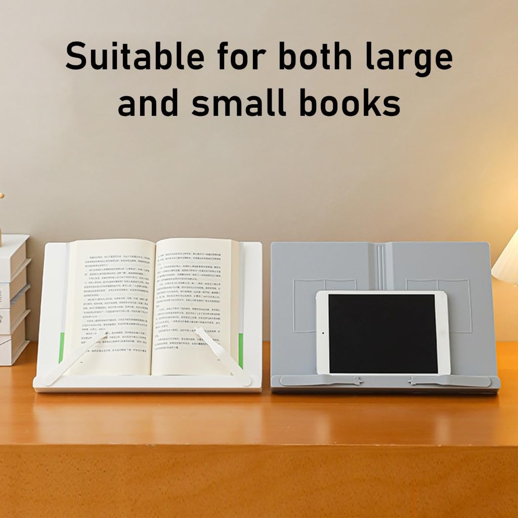 Foldable Cookbook Rack Adjustable Textbook Stand with Page Clips Reading Rest