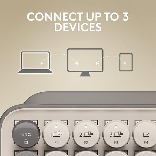 Miniatura 8 de Logitech POP Keys Teclado inalámbrico mecánico con teclas de emojis personalizables, diseño compacto duradero, conectividad Bluetooth o USB,