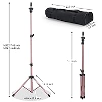 Vista 30 de Klvied Soporte reforzado para peluca, trípode y cabeza de maniquí, soporte ajustable para entrenamiento de peluquería cosmetología con T con gorras