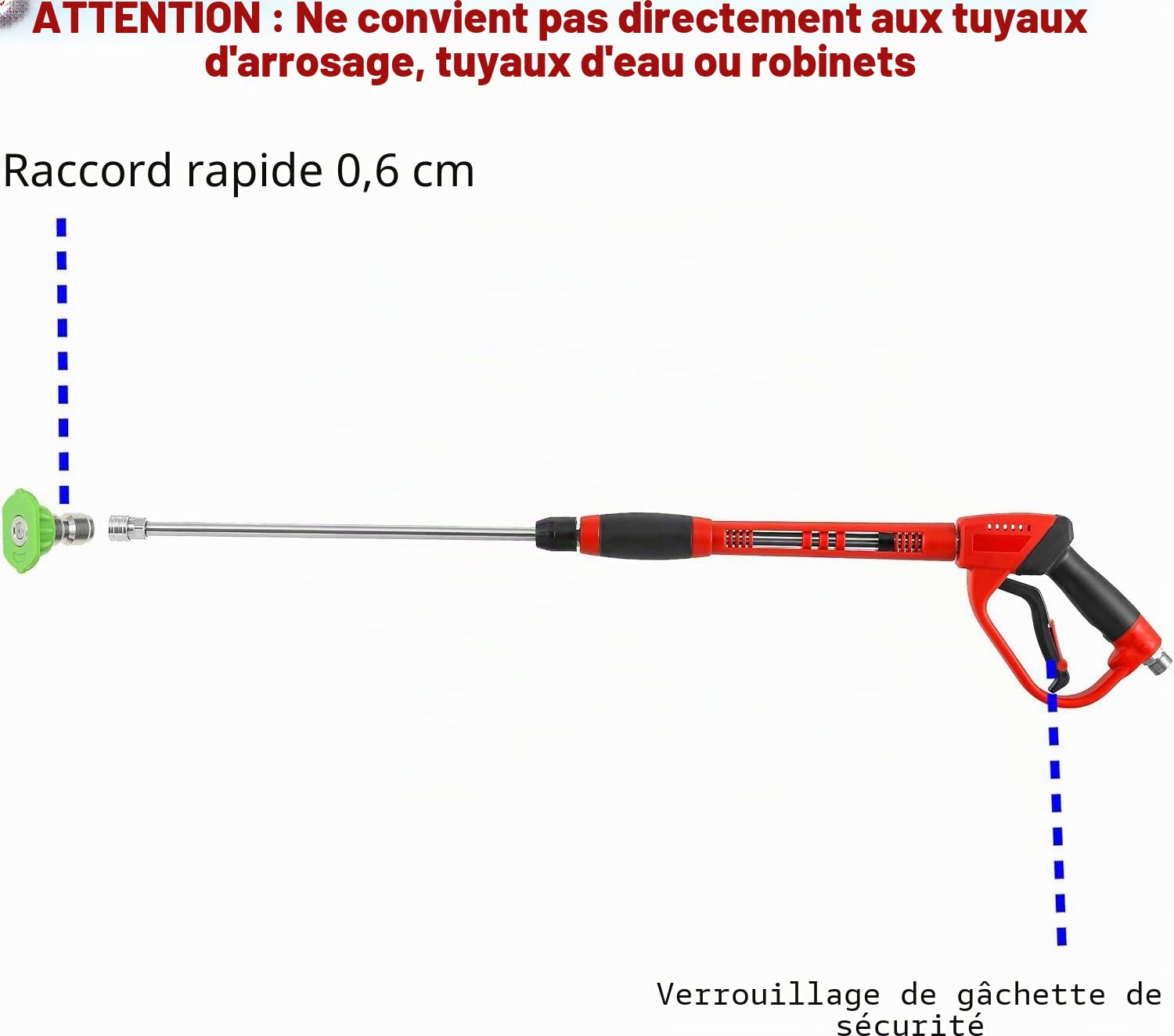 Tool Daily Pistolet de Nettoyage Haute Pression, avec Rallonge de Rechange, 5 Embouts de Buse, Raccord M22, 1 Mètre, 350 Bar