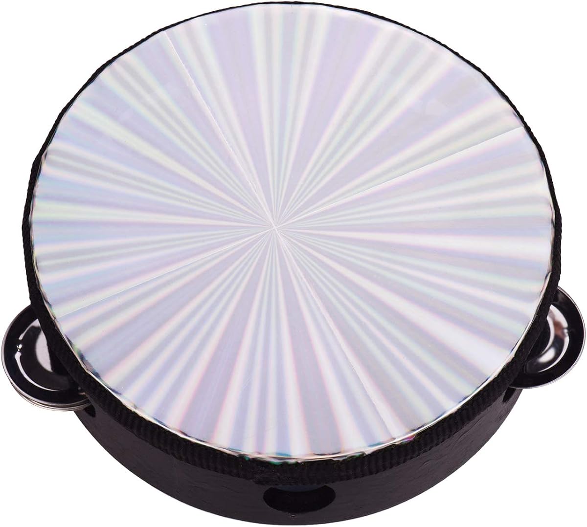 6 Inch Tambourine,Wooden Reflective Single Row Jingles Handheld Drum,Party Tambourine for Kids Adults Dancing Singing Events