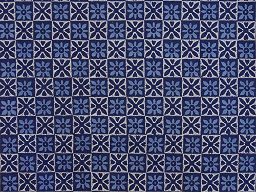 Saffron Marigold Starry Nights ~ Blue Batik Table Runner 18X120 #TOP2