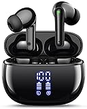 Wireless Earbuds Bluetooth Headphones, 40H Playtime Stereo IPX5 Waterproof Ear Buds, LED Power Display Cordless in-Ear Earphones with Microphone for iOS Andriod Cell Phone Sports Black