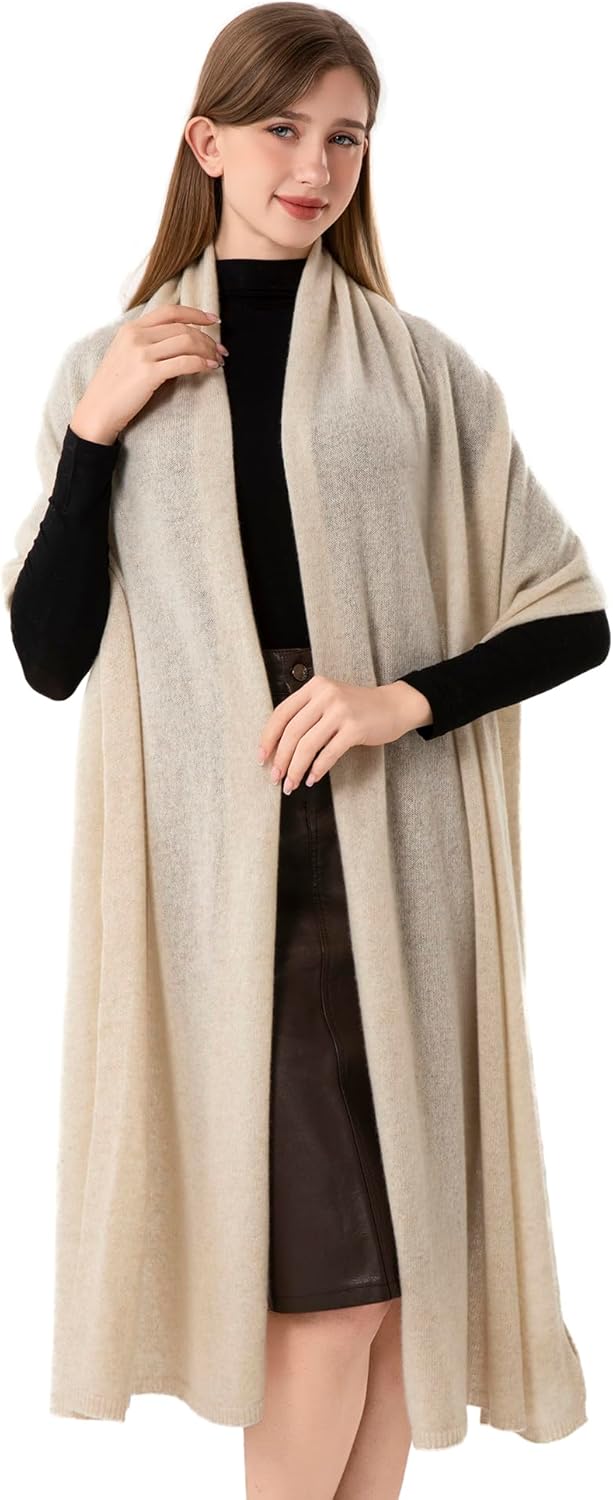 Cashmere Wool Blended Wrap Knitted Scarf Stole for Women Airplane Travel Blanket Shawl 87x28 IN Pashmina - Image 3