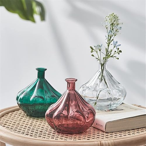 Miniatura 5 de Jarrones de vidrio, jarrón simple de vidrio de ocho pétalos para el hogar, arreglo floral transparente, juego de rosas, decoración de escritorio