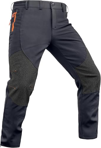 Mens Snow Pants Waterproof, Insulated Fleece Winter Hiking Skiing Pants for Men- Adjustable Waist, Bottom Zipper
