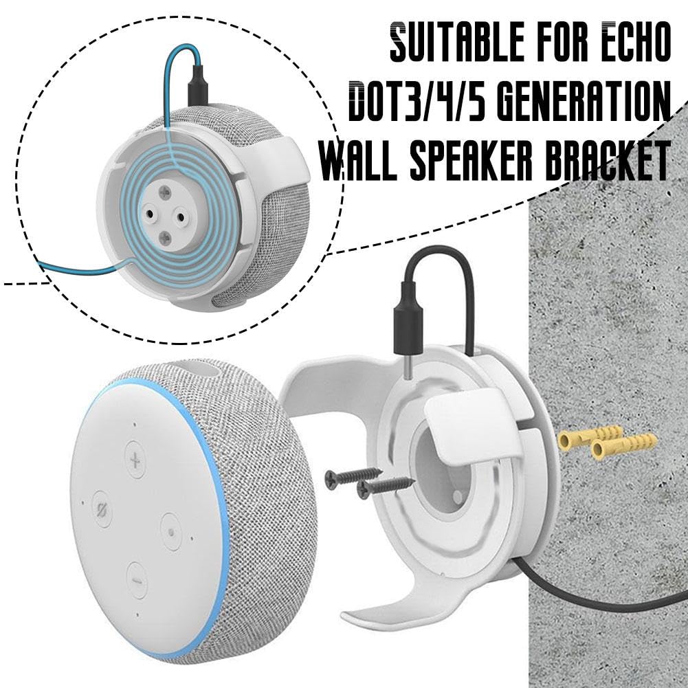 Supporto da parete Echo Dot, 2 supporti da parete per Echo Dot di 3a, 4a e 5a generazione, gestione dei cavi integrata, accessori salvaspazio per altoparlanti Dot Smart, con viti (2 pezzi)