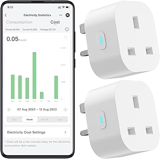 EIGHTREE Smart Plug That Work With Alexa & Google Home, Smart Home Smart Socket with Energy Monitoring, Remote Control, Timer & Schedule Function, 2.4Ghz Wi-Fi Only, No Hub Required, 2 Pack