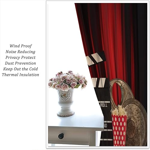 Miniatura 17 de Cortinas opacas para cine en casa, diseño retro moderno, tiras de película de palomitas de maíz para cámara de película, bolsillo para barra,