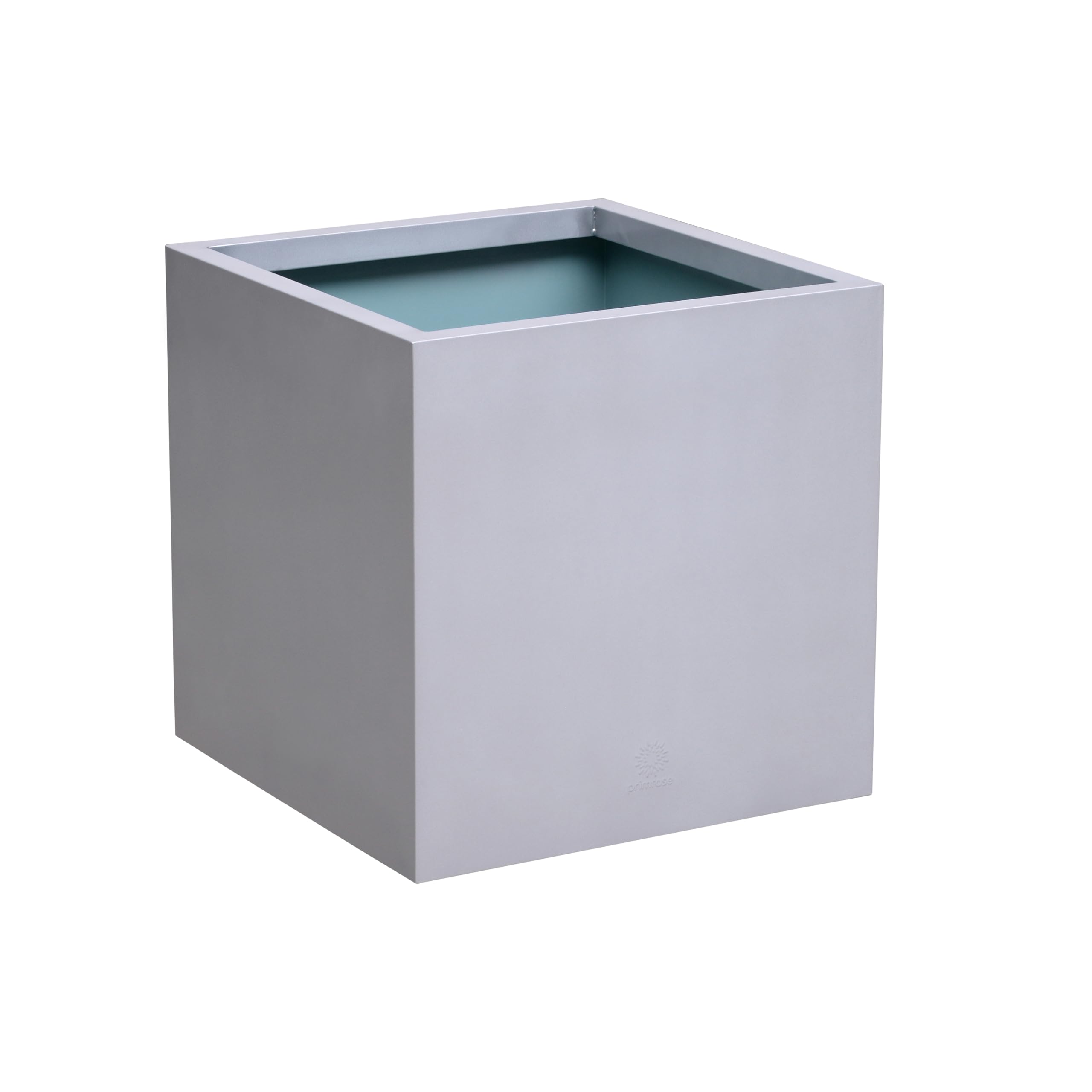 Primrose Silver,Purple Zinc Galvanised Silver Cube Planter Pot 50Cm (19.7In)