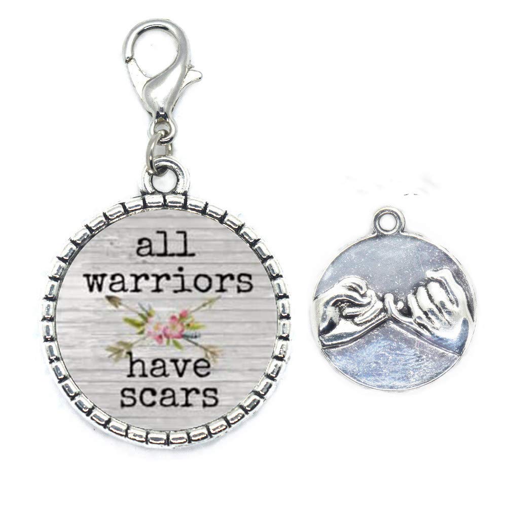 Ni36uo0qitian0ozaap All Warriors Have Scars Charm Lobster Clasp,Inspirational Charm Zipper Pull,Gifts for her,Cancer Survivors,with Arrow Ornaments,TAP236