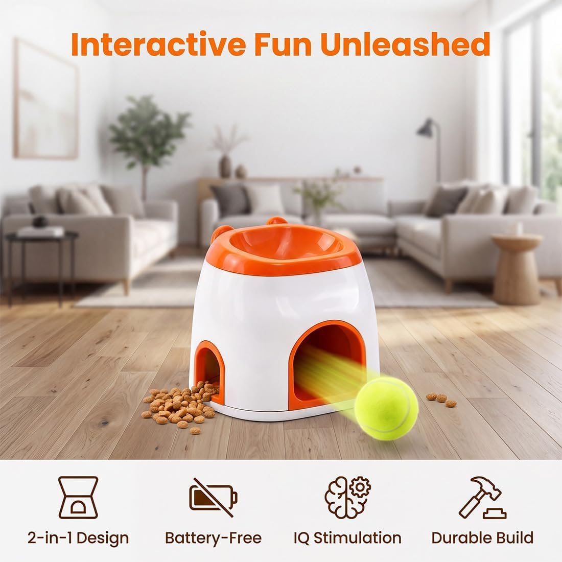 Lanzador de pelotas de tenis 2 en 1 para perros y dispensador de golosinas, máquina de lanzamiento automática de pelotas para mascotas, juguetes interactivos de entrenamiento al aire libre