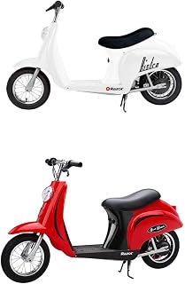 Razor Pocket Mod Miniature Euro 24V Electric Retro White Scooter & Red Scooter