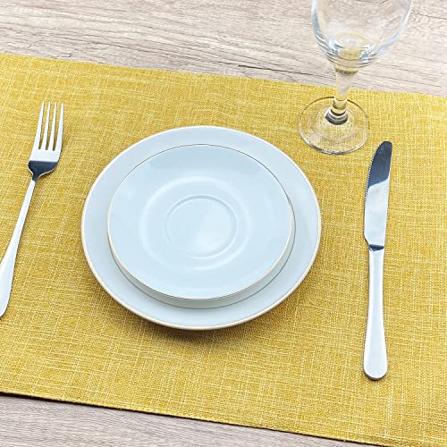 Weabetfu Cloth Placemats Set Of 6 Heat Resistant Dining Table Placemmats Cotton Linen Machine Washable Kitchen Table Mats Wrinkle Free Thick Fabric Place Mat,Easy To Clean,13"X19" #TOP5