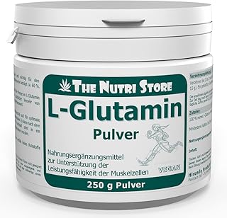 L-Glutamin 100% rein Pulver 250 g vegan - Nahrungsergänzungsmittel zur Unterstützung der Leistungsfähigkeit der Muskelzellen