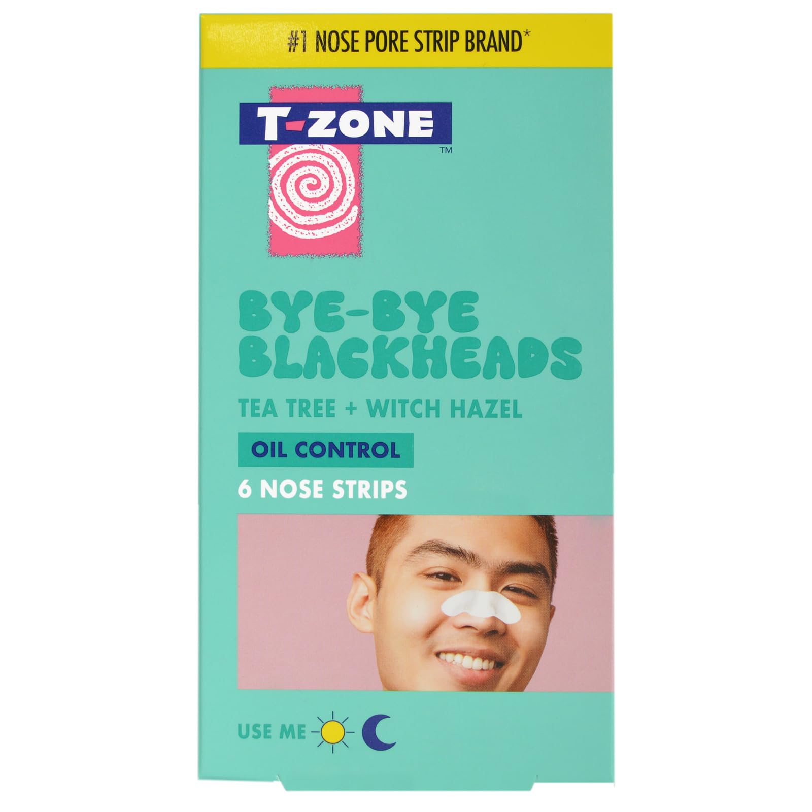 T-Zone Tea Tree & Witch Hazel Nose Pore Strips (6 Pieces) - Deep Cleansing Blackhead Remover Strips, Unclogs Pores, Removes Dirt & Oil, Tightens Skin for a Clearer Complexion