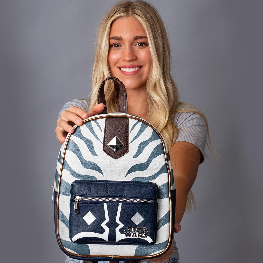Bioworld Star Wars Ahsoka Tano Character Pattern Faux Leather Tote Bag Mini Backpack 12"