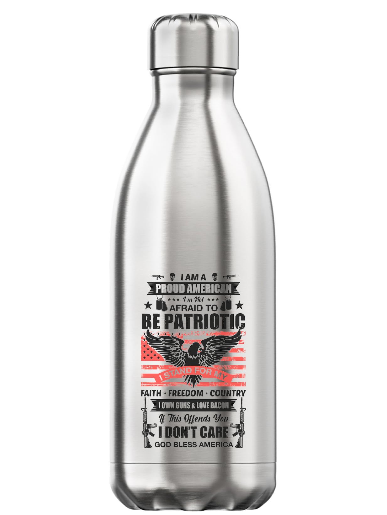 Termo de acero inoxidable de 350 ml plateado con diseño patriótico americano sin BPA talla única