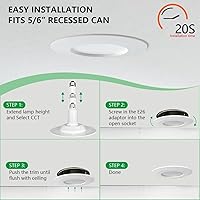 Vista 5 de Soliseed - Paquete de 4 unidades de iluminación LED empotrable de 5/6 pulgadas 5CCT, luz de techo regulable, color seleccionable