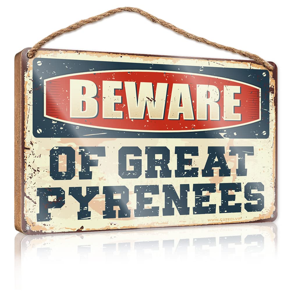 Frintoxa One Color Wood Sign Decor Beware Of Great Pyrenees Wooden Sign(20X30cm)