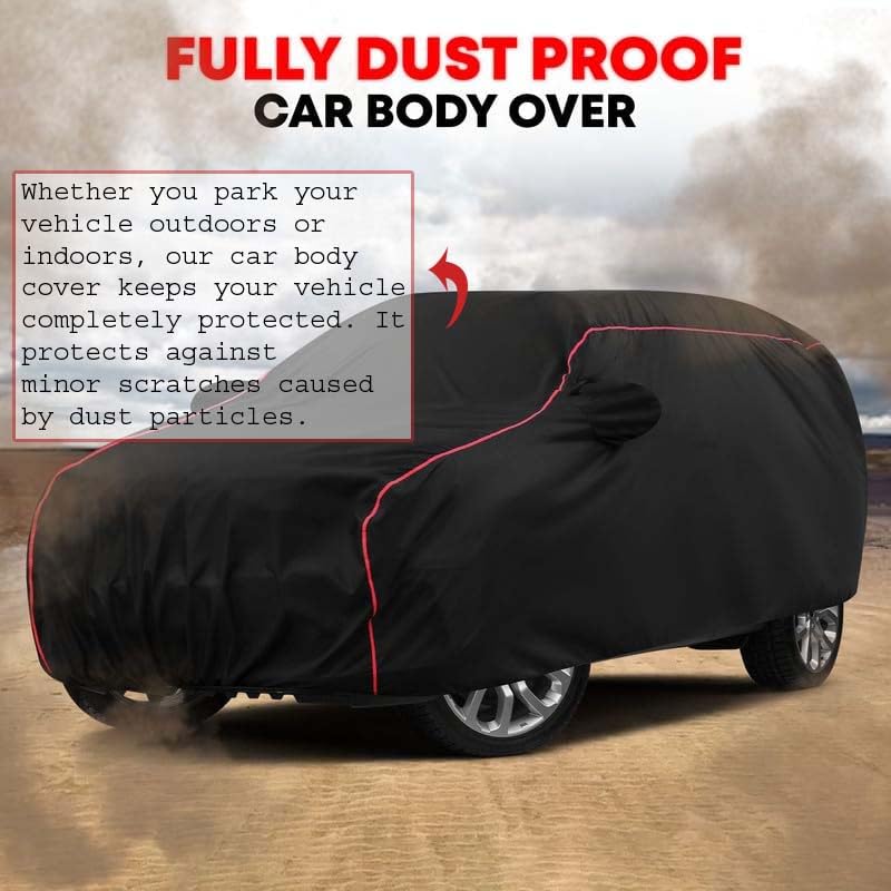 Image of Teenox Polyester Car Body Cover Compatible for Maruti Suzuki Alto k10 [2014-2020] All Variants | Heavy Stitched with Piping | All Weather Protection Cover - Black