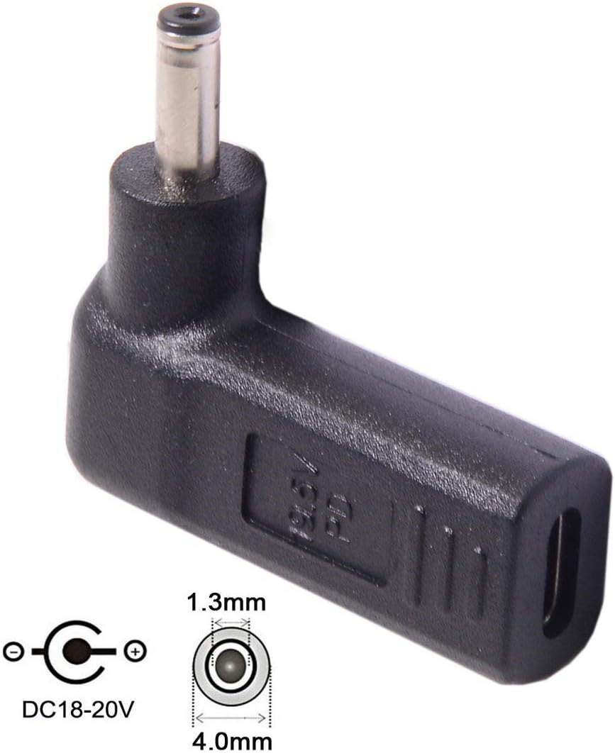 cablecc USB 3.1 Type C USB-C to DC 19V Adapter PD Emulator Trigger 90 Degree Angled (4.0x1.3mm)