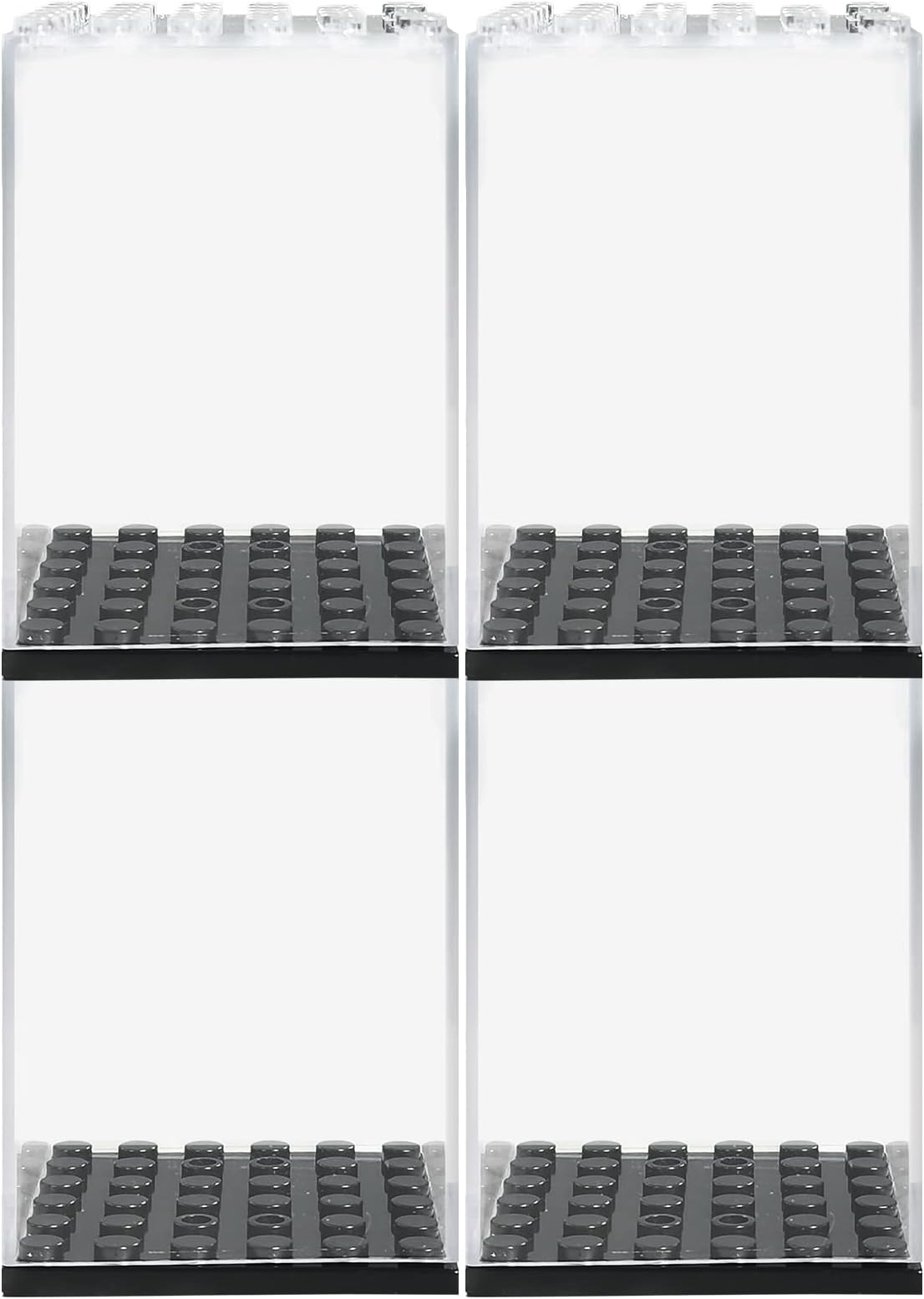 EKIND Acrylic Display Case Compatible for Minifigures, Building Block Toy Models, Buildings Toys Storage, Stackable Removable High Transparency Dustproof Display Case(4PCS), E-XL01-A