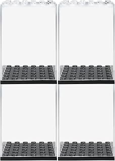 EKIND Acrylic Display Case Compatible for Minifigures, Building Block Toy Models, Buildings Toys Storage, Stackable Removable High Transparency Dustproof Display Case(4PCS)