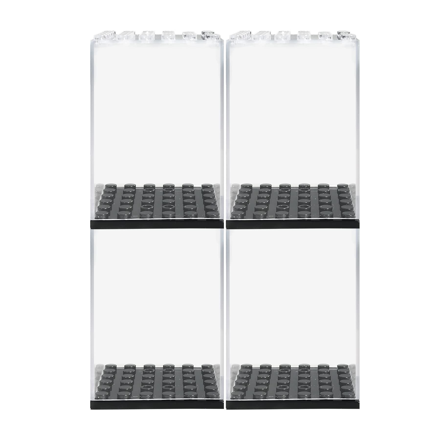 EKIND Acrylic Display Case Compatible for Minifigures, Building Block Toy Models, Buildings Toys Storage, Stackable Removable High Transparency Dustproof Display Case(4PCS), E-XL01-A