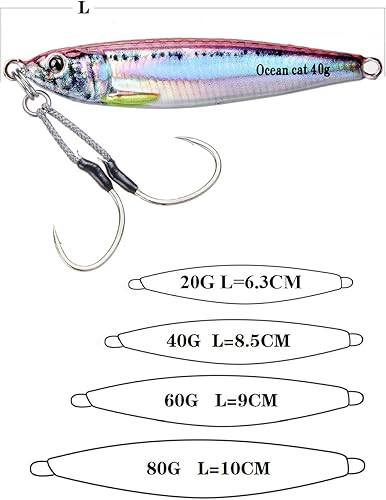Miniatura 28 de OCEAN CAT Jigs de pesca de agua salada en alta mar Jigging de velocidad de lanzamiento lento señuelos vertical Jigging vertical Plantilla de otoño