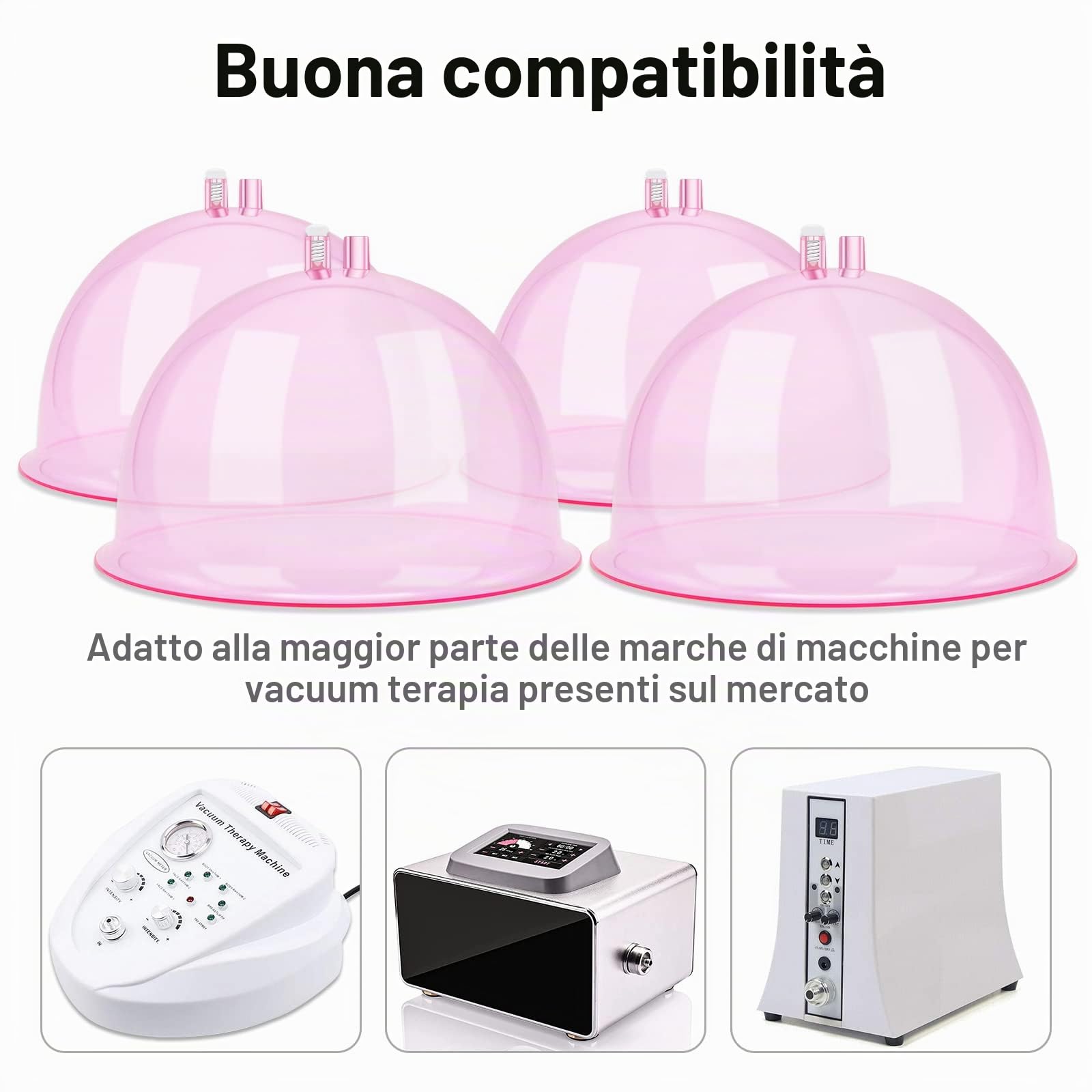 weiwei Ventose XL a forma di sedere da 180 ml e 210 ml (diametro 21,3 cm e 18,3 cm) con tubo a Y per sollevamento glutei, massaggio corpo (rosa, 2 paia)