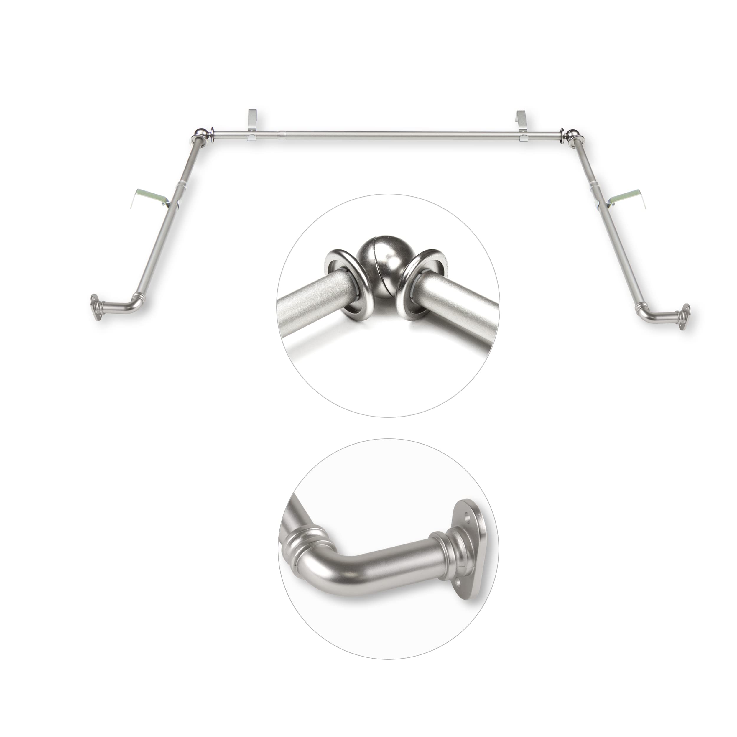 Rod Desyne 5/8 inch Blackout Bay Curtain Rod, 20"-36", 38"-72", Satin Nickel