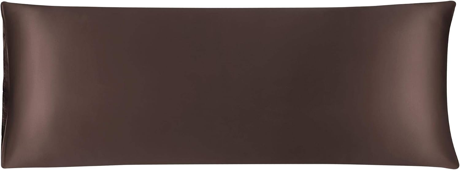 sourcing map Bolster Pillowcases 20"x54" Satin Silky Body Pillowcase for Hair and Skin Wrinkles - Fade Free Long Pillow Cover - Brown