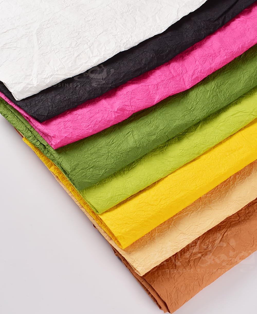 Mhaning 3Sheet 75cm x 145cm Crinkle Paper Streamer Rolls, Colored Tissue Paper Bulk for Wedding Ceremony Festivals Decoration Wreath Making Supplies DIY Flower Crafts