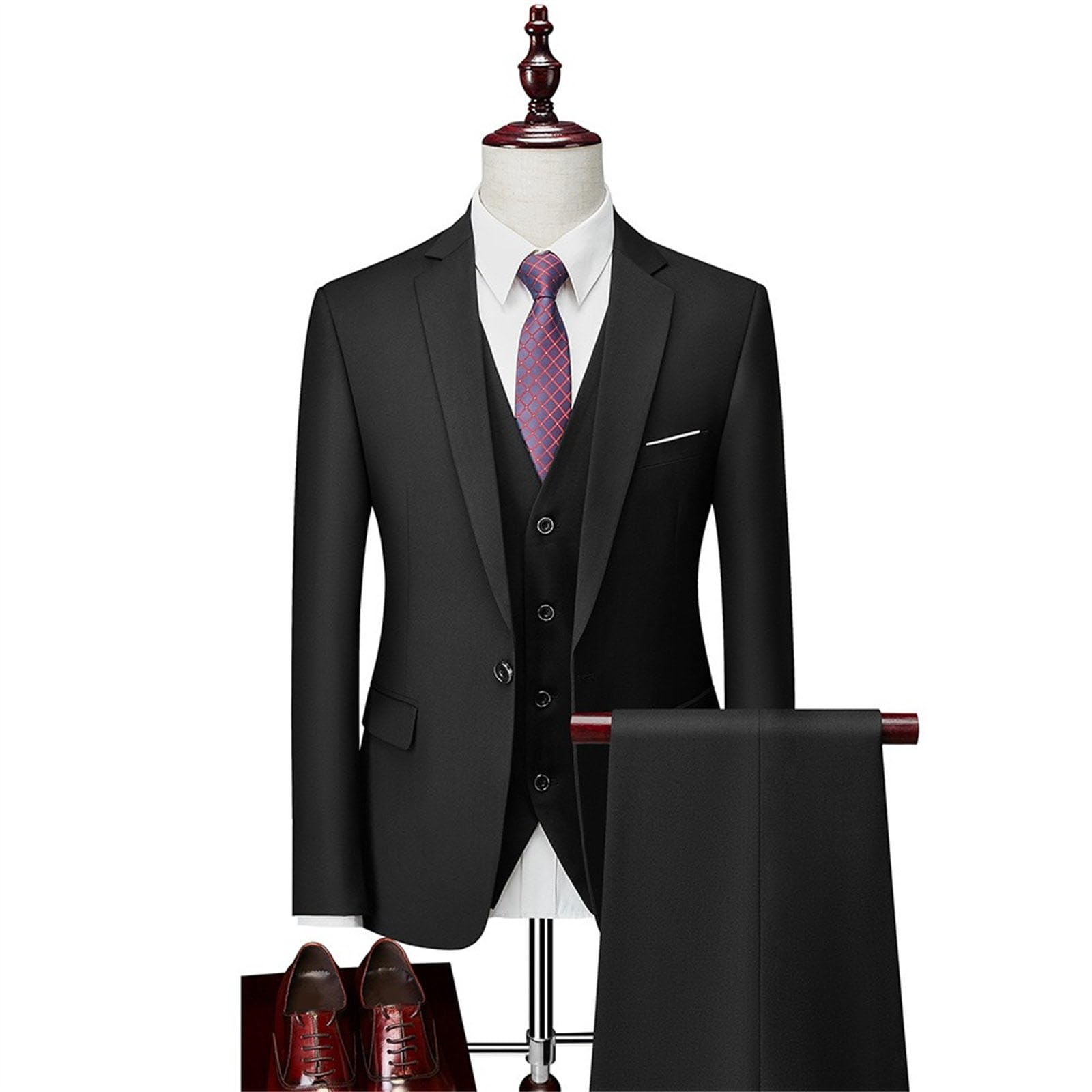Completo da Uomo 3 Pezzi Slim Fit Formale da Matrimonio con Un Bottone, Giacca, Gilet, Pantaloni, Abiti Lavoro