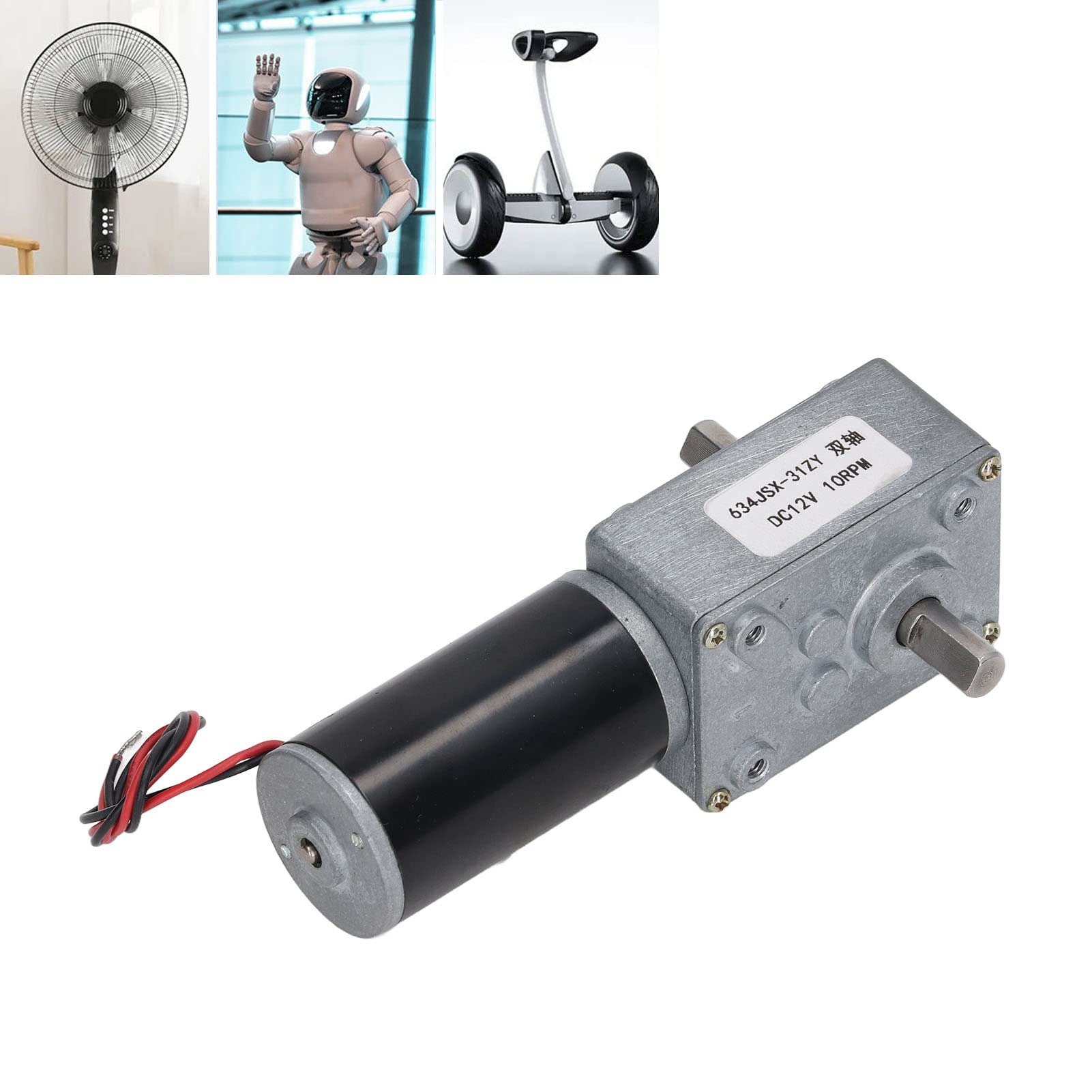 Motor de reducción de corriente continua 12 V CW CCW con doble eje, bobina de latón autobloqueante para automatización (10 rpm)
