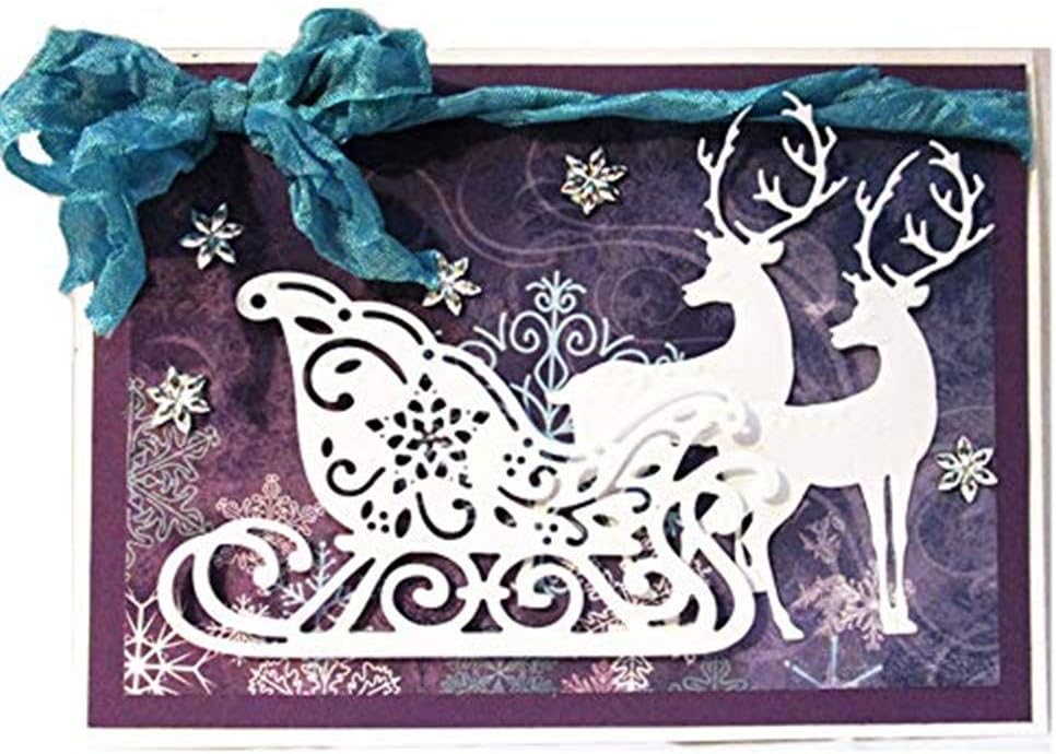 WYSE Metal Cutting Die Christmas Deer Sledding Dies for DIY Scrapbooking Paper Card Template (Deer sled)
