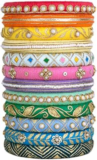 Taasha Craft Amodini Pastel Handwork Colourful Bangles, Handcrafted Cotton Thread Bangle Set Women & Girls (12 Bangles) Price In India