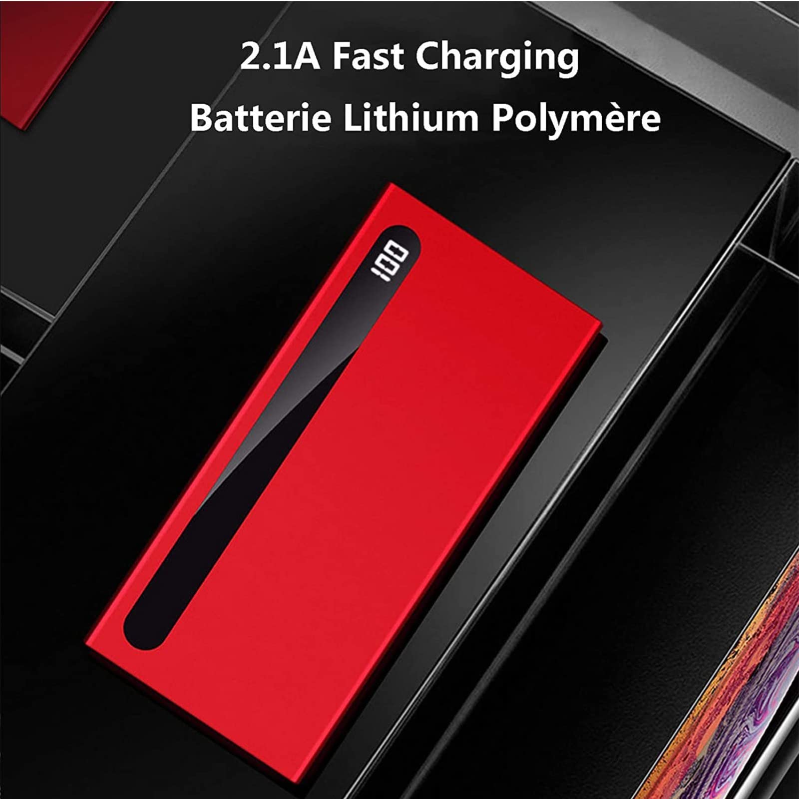 Móvil Portátil Batería Externa Cargador Portátil Power Bank 100000Mah, Paquete De Batería Externa para Teléfono Celular con 2 Salidas Y 2 Entradas Y Pantalla LCD Powerbank Compatible con Tab