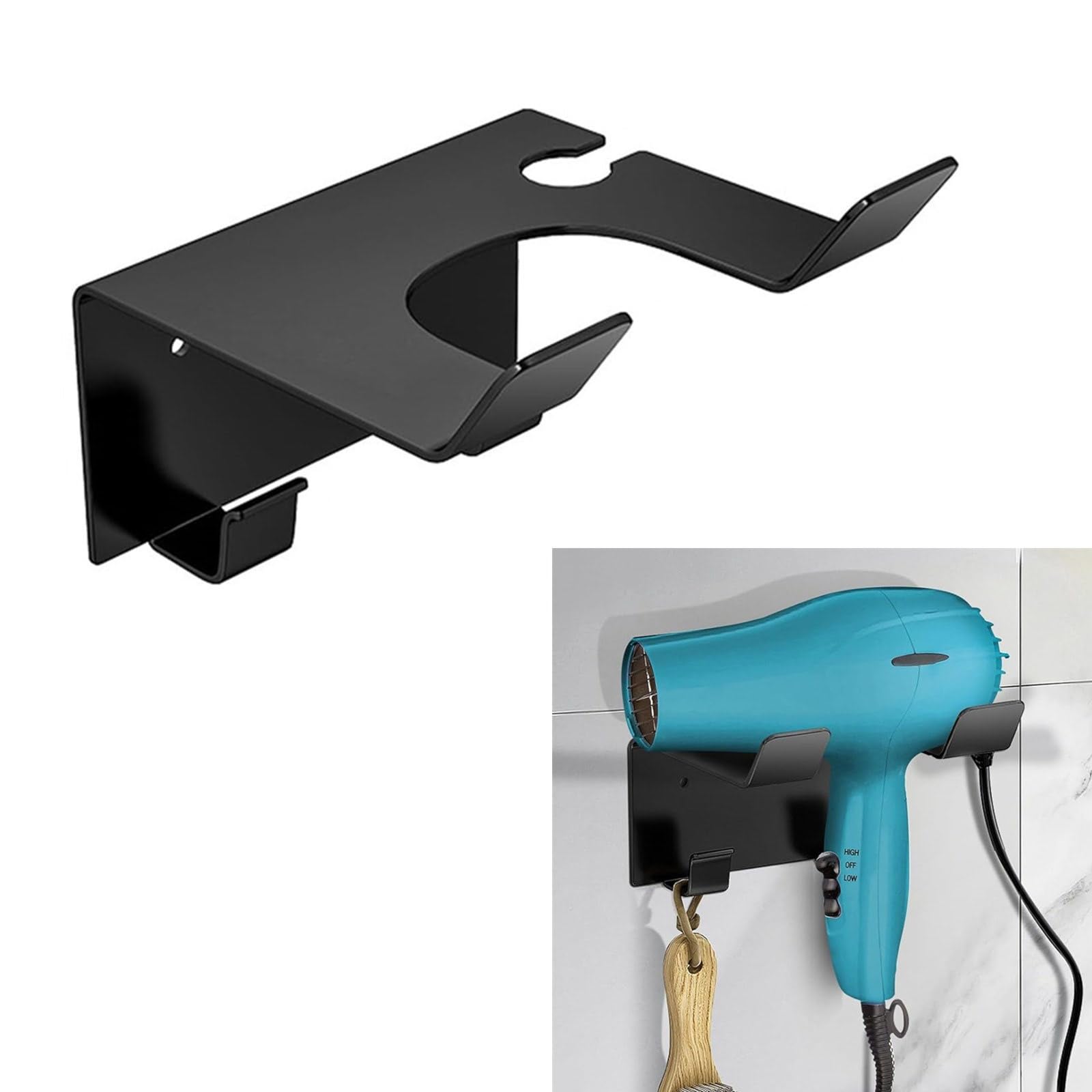 kobeIeen Space Saving Hair Dryer Storage Rack Simple Hair Dryer Storage Rack Unique Wall Mounted Storage Stand Rack