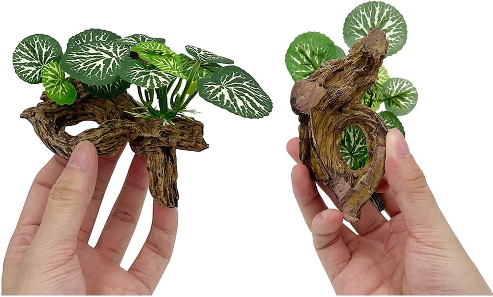Smoothedo-Pets Aquarium Plants Fish Tank Decorations Betta Rest Soft Silk Leaf/Small Size Plastic Artificial Plant Goldfish Waterscape Fish Hides Snake Tank/Reptiles Plants (B)