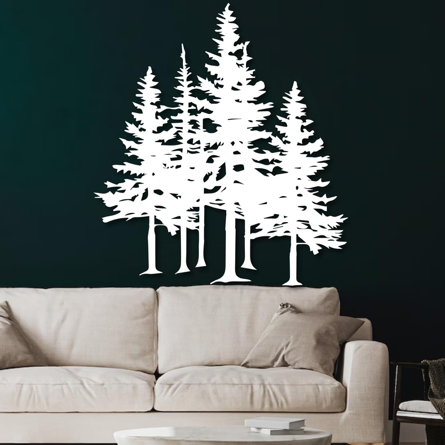 Mimiso Metal Pine Tree Wall Art,Pine Tree Decor,Wall Decorations for Living Room,Bedroom,Nature Forest Metal Decor (Black,19"×16")
