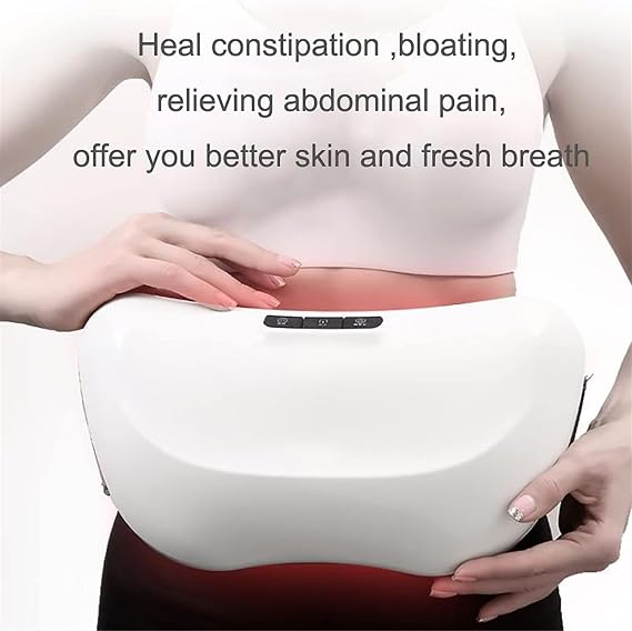 Abdominal Massager, Electric Massage Belt with 3 Intensities, Forward & Reverse, Heat, Timing Function, Relieves Flatulence & Aids Digestion