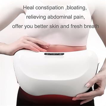 Abdominal Massager, Electric Massage Belt with 3 Intensities, Forward & Reverse, Heat, Timing Function, Relieves Flatulence & Aids Digestion