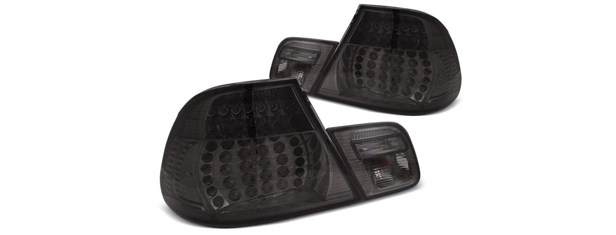 LED Rear Lights VR-719 Tail Light Assembly Tail Lamp 1 Pair Driver And Passenger Side Complete Set Smoke compatible with Bmw 3 Series E46 2003 2004 2005 2006 Coupe