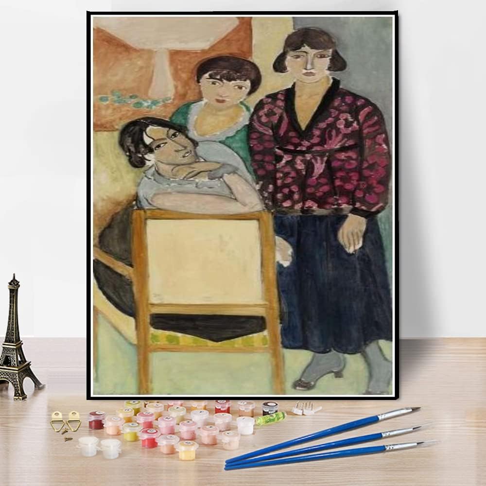 Paint by Numbers Kits for Adults and Kids Three Sisters with an African Sculpture Painting by Henri Matisse DIY Oil Painting Paint by Number Kits