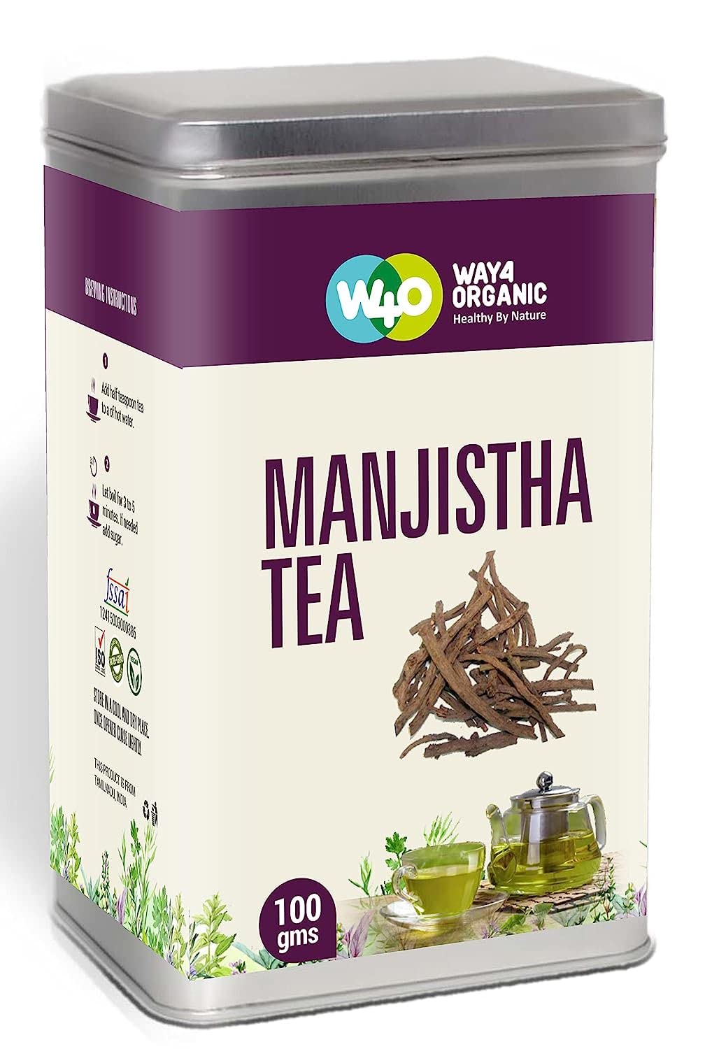 WAY 4 ORGANIC W4O Manjistha Tea 100 g Canister | Rubia cordifolia | Pack of 1 (B0BZQH3T78) Amazon Price History, Amazon Price Tracker