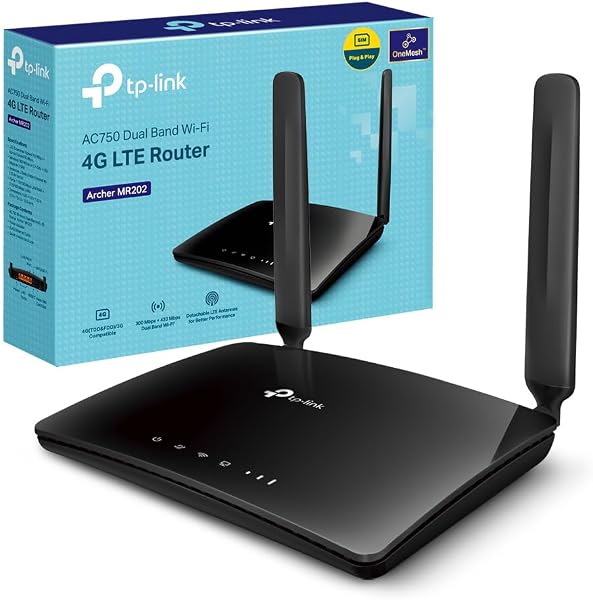 TP-Link Archer MR202 Router WiFi con SIM, Router 4G LTE WiFi Dual-Band AC750Mbps, 3 Porte LAN e 1 LAN/WAN, Plug & Play, 2 Antenne LTE Smontabili, QoS, Onemesh - 1